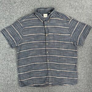 ROWM Mens Striped Textured Knit Short Sleeve Button Up Shirt XL